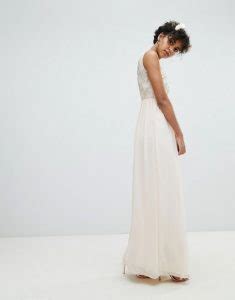 TFNC Maxi Bridesmaid Dress With Soft Floral Sequin Top Nude Ivory Myonewedding Co Uk