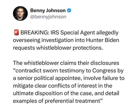 Benny Johnson Bennyjohnson Breaking Irs Special Agent Allegedly