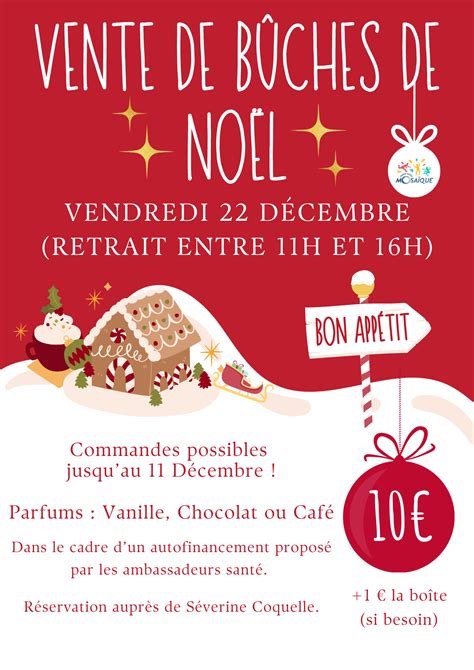 Vente de bûches de Noël Centre Social Mosaique