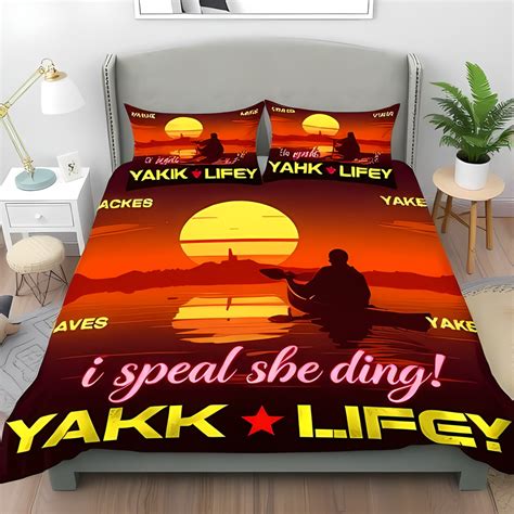 3-Piece Duvet Cover Set with Vibrant Sunset Kayaking Scene Humorous