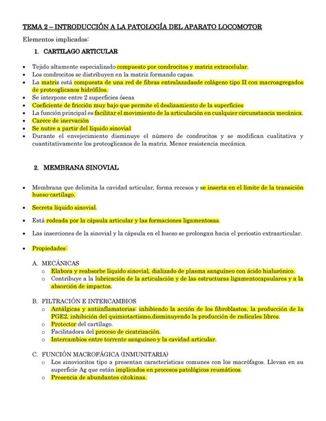 Apuntes Tema 2 Introducción a la patología del Aparato Locomotor