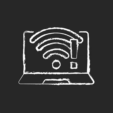 Wi Fi Does Not Work Chalk White Icon On Black Background Wireless