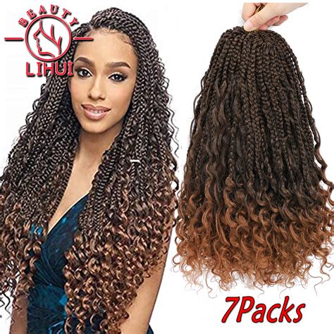 Box braid tresses synthétiques au Crochet 14 pouces tresses déesse