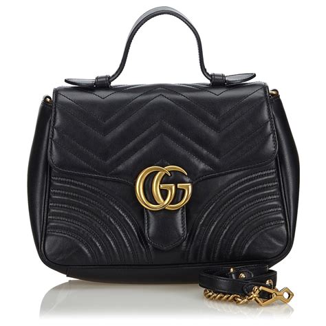 Gucci Black GG Marmont Satchel Leather ref.140094 - Joli Closet