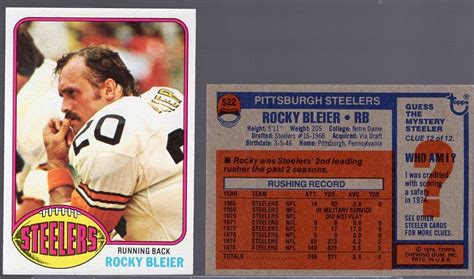 Lot Detail - 1976 Topps Football - #522 Rocky Bleier, Steelers- 25 Cards