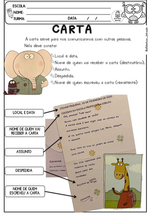 A Carta do Gildo: Atividade | Atividades carta, Atividades ...