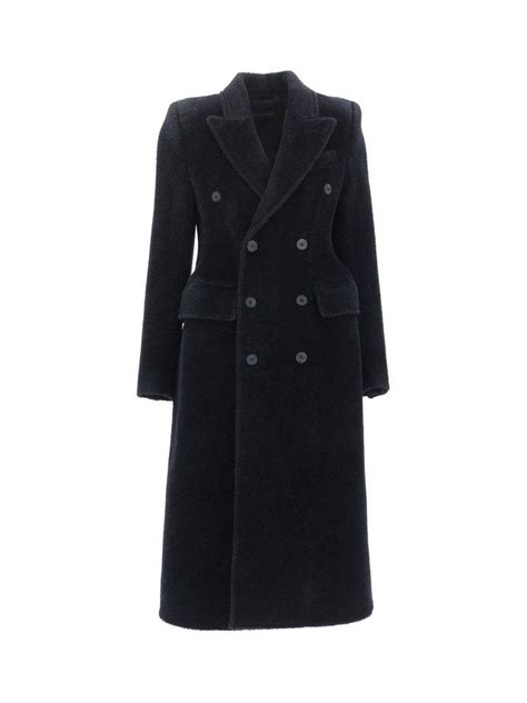 Balenciaga Hourglass Double Breasted Coat In Black Lyst