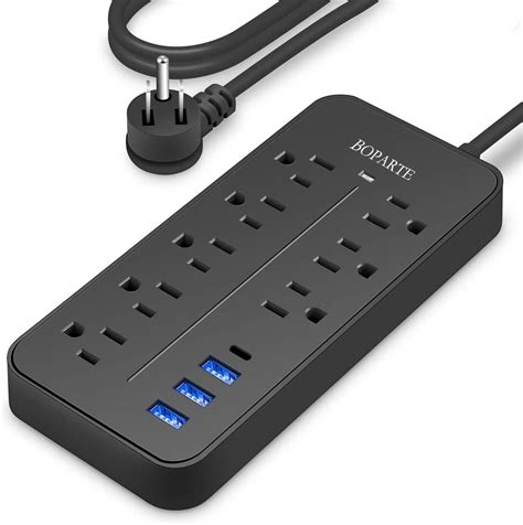 BOPARTE USB Multicontacto Regleta De 3 M 8 Salidas 3 Puertos De