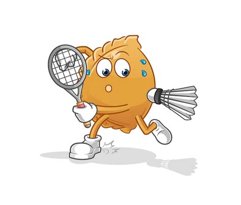 Bola de masa hervida jugando bádminton ilustración vector de caracteres