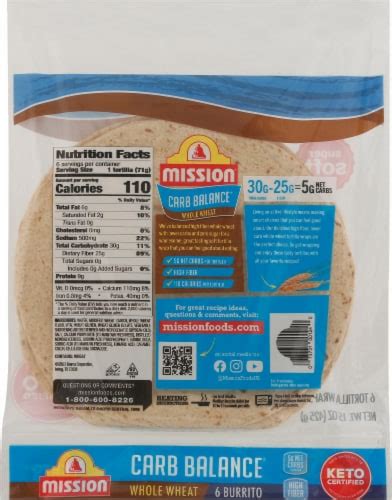 Mission Carb Balance Whole Wheat Burrito Flour Tortillas Ct Fred Meyer