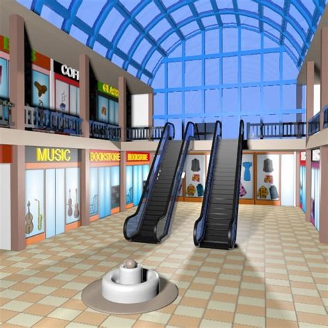 Cartoon Shopping Mall 3d Model