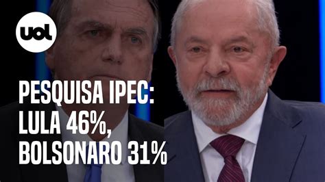 Pesquisa Ipec Lula oscila para cima e diferença para Bolsonaro é de 15