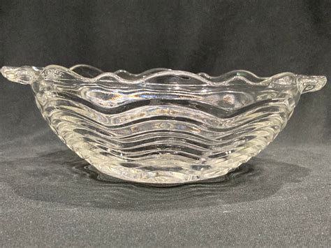 Ribbed Clear Glass Art Deco Style Bowl Etsy