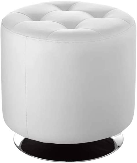 Hmanddx Retro Round Swivel Ottoman Footstool Faux Leather Ottoman