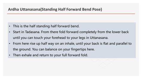 Ardha Uttanasana Standing Half Forward Bend Pose Pptx