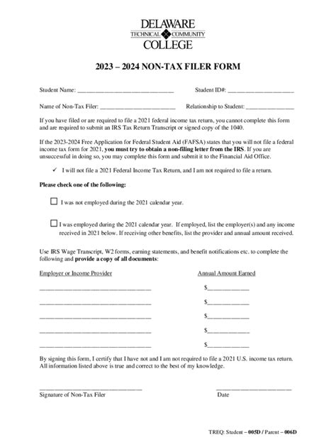 Fillable Online 20232024 Non Tax Filer Form Fax Email Print Pdffiller