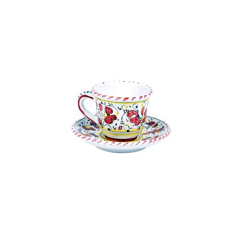 Espresso Cup Saucer Decor Galletto Rosso