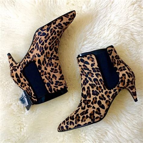 Zara Leopard Ankle Boots Leather Leopard Ankle Boots Kitten Heel