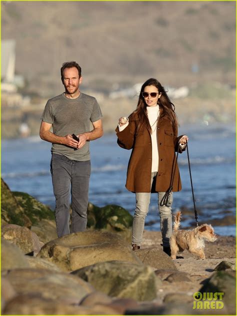 Lily Collins & Fiance Charlie McDowell Walk the Beach with Their Dog ...