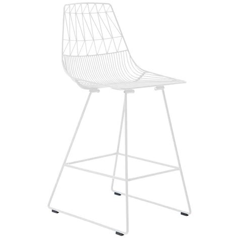 Mid Century Modern Minimalist Counter Wire Stool In White By Bend