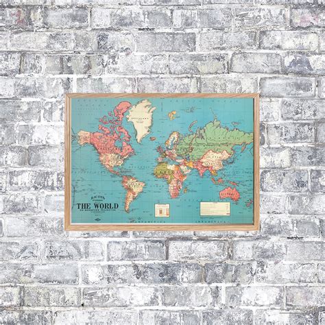 Framed World Map Push Pin Travel Map Wall Art - Etsy