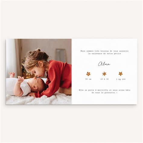 Faire part de Naissance Berceau Printanier Carré Double Echantillon