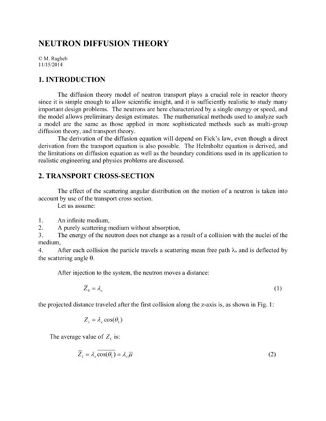 Neutron Diffusion Theory