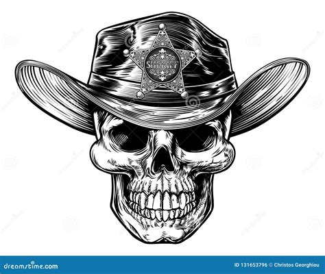 Vintage Style Skull Sheriff Stock Vector Illustration Of Logo Skull