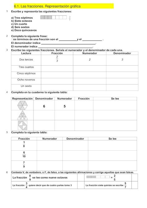 PDF 1 Escribe y representa las siguientes fracciones a Tres 6º