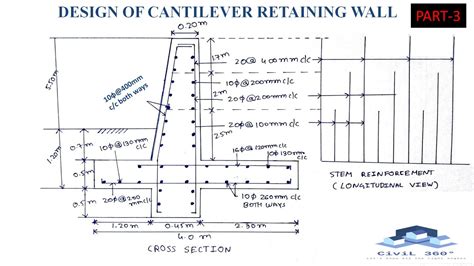 Design Of Cantilever Retaining Wall Part Youtube