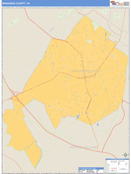 Manassas County, Virginia Zip Code Wall Map | Maps.com.com