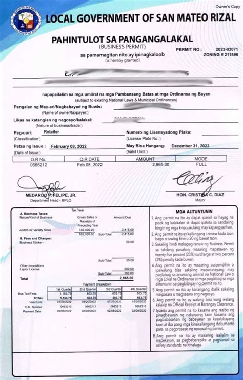 Business Permits San Mateo Rizal In Rizal Assistant Business