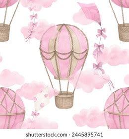 Watercolor Baby Seamless Pattern Hot Air Stock Illustration Shutterstock