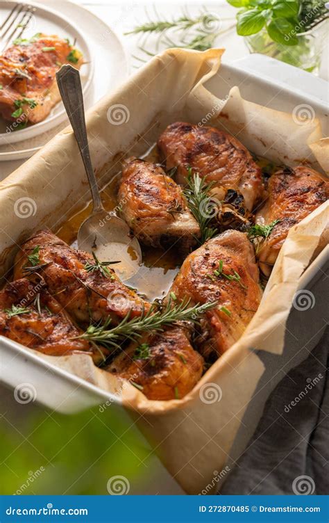 Roasted Grilled Or Smoked Chicken Carved Into Pieces Stock Image