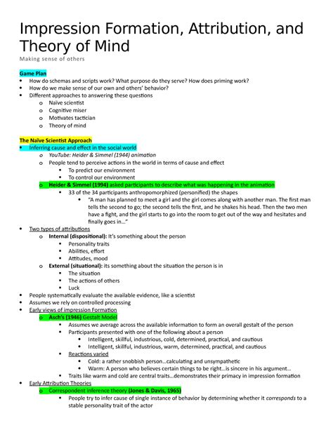 Impression Formation Attribution And Theory Of Mind Impression