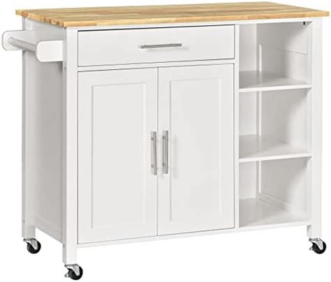 HomCom Carrello Da Cucina Salvaspazio In Legno MDF Bianco Con 1