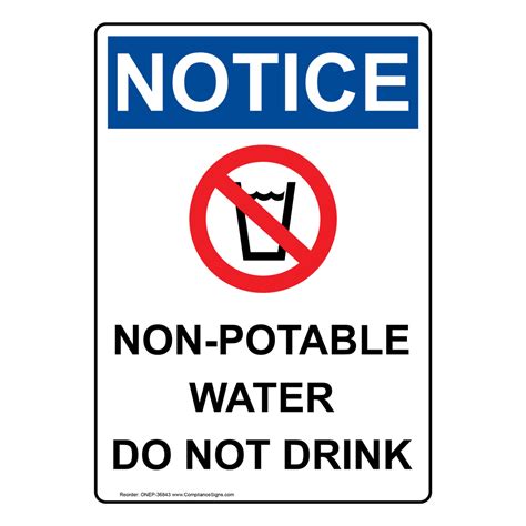 Portrait OSHA Non-Potable Water Sign With Symbol ONEP-36843