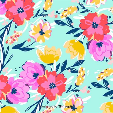 Free Vector Colorful Hand Painted Flowers Background