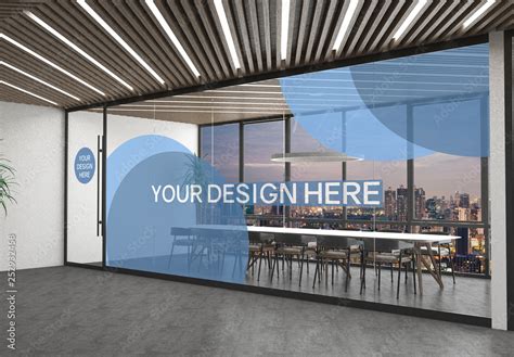 Modern Office With Glass Wall Mockup Stock Template Adobe Stock