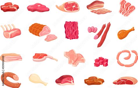 Cartoon Meat Variety Pork And Beef Delicatessen For Cooking Lomo