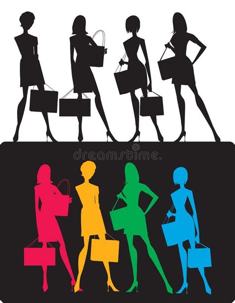 Girls Shopping Stock Vector Illustration Of Attractive 705837