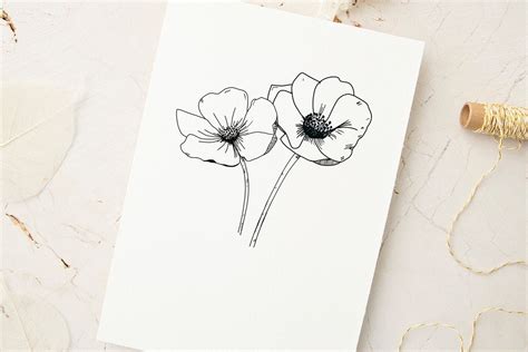 Black and White Botanical Art Prints 8x10 Anemones - Etsy