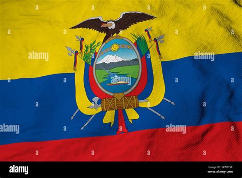 Full Frame Close Up On A Waving Flag Of Ecuador In D Rendering Stock