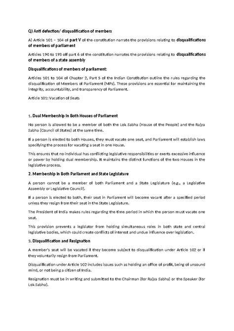 Constitutional Law II: Disqualification and Emergency Provisions