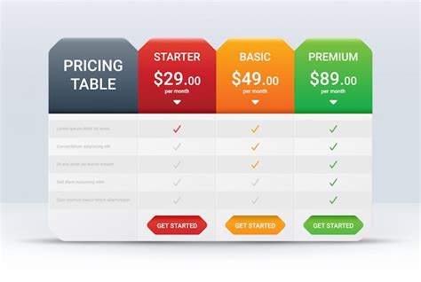 Modelo De Comparação De Preços Para Quatro Produtos Vetor Premium