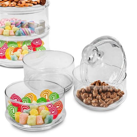 3 Tier Stackable Glass Cookie Sweet Candy Jar Biscuit Storage Container Serving 8711252148267 Ebay