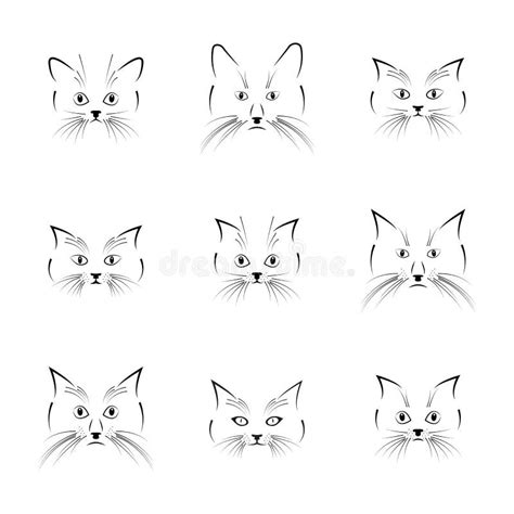 Black Cat Face Vector Illustration Stock Vector Illustration Of