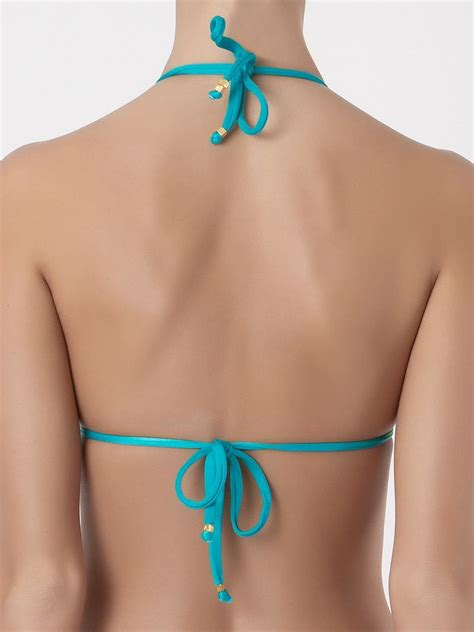 Amir Slama Triangle Bikini Top Blue Farfetch