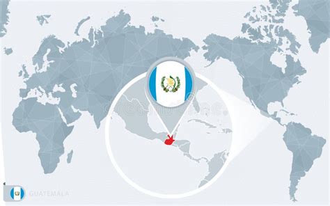 Mapa Do Mundo Do Pacífico Centrado a Guatemala Ampliada Bandeira E