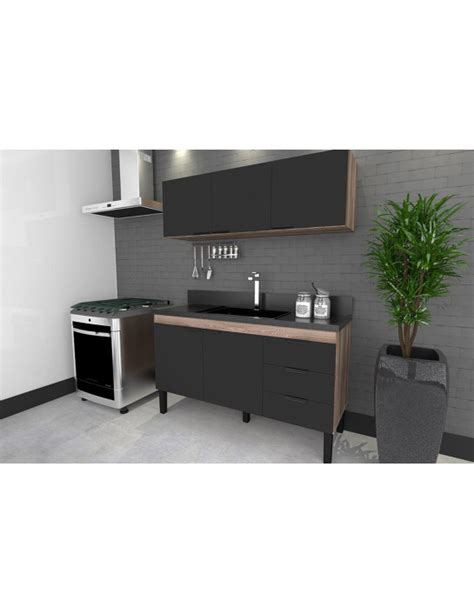 GABINETE PARA COZINHA EM MADEIRA FLAMINGO 150CM PRETO TAMARINDO COZIMAX